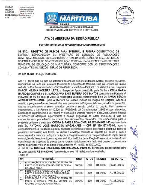 Ata Da Sess O De Julgamento Prefeitura Municipal De Marituba Pa