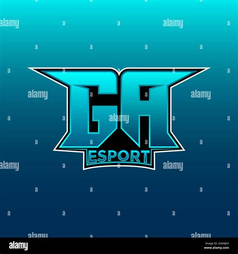 GA Logo ESport Gaming Initial with Blue Light Color design vector ...