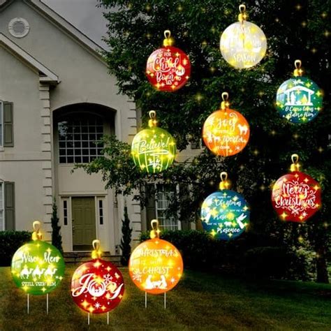 Amazon Baquler 20 Pcs 12 LED Christmas Ball Yard Signs With Fairy