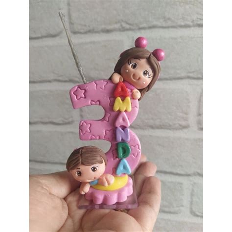 Vela De Anivers Rio Personalizada Em Biscuit Tema Maria Clara E Jp