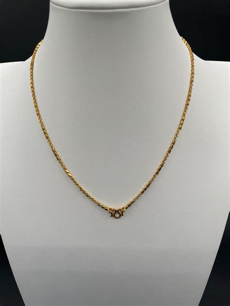 24K .999 Thai Baht Gold Chain Necklace Angular Box and Chain Link 15g ...