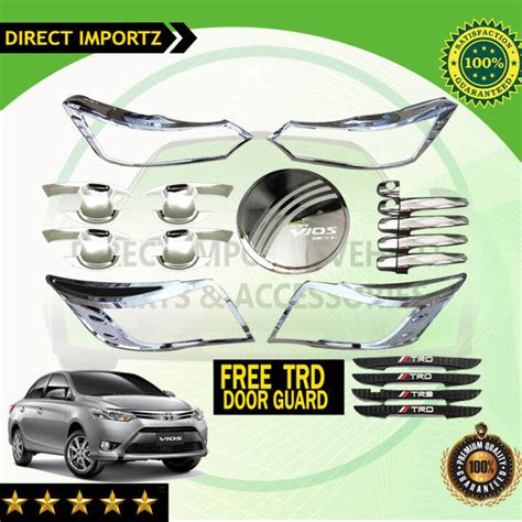 Toyota Vios 2014 To 2018 Combo Set Garnish Cover Chrome V1 With Free