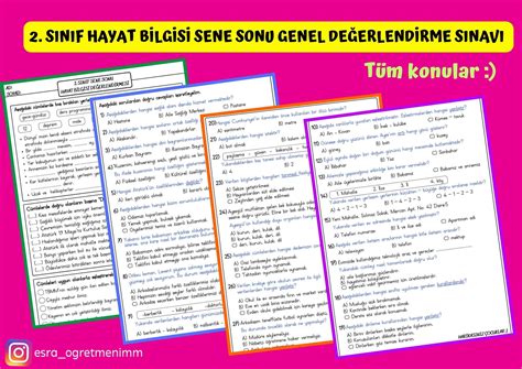 S N F Sene Sonu Hayat Bilgisi Genel De Erlendirme S Nav E Lenerek