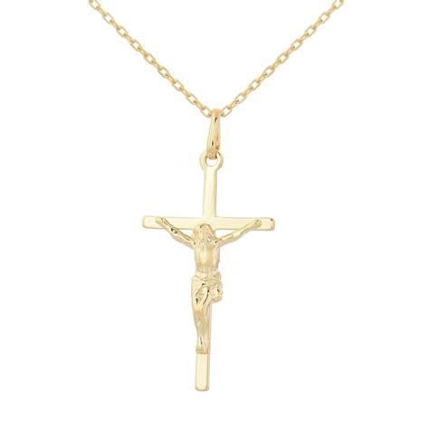 Collier Femme Croix Catholique J Sus Christ Plaqu Or Microns