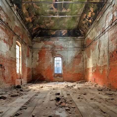Premium Photo | Rundown interior of an abandoned factory building with