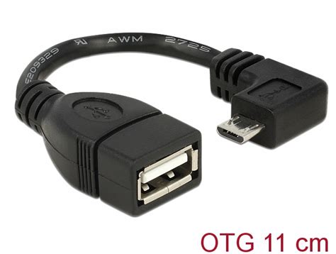 Cablu Otg Usb 20 La Micro Usb B In Unghi 11cm Delock 83104