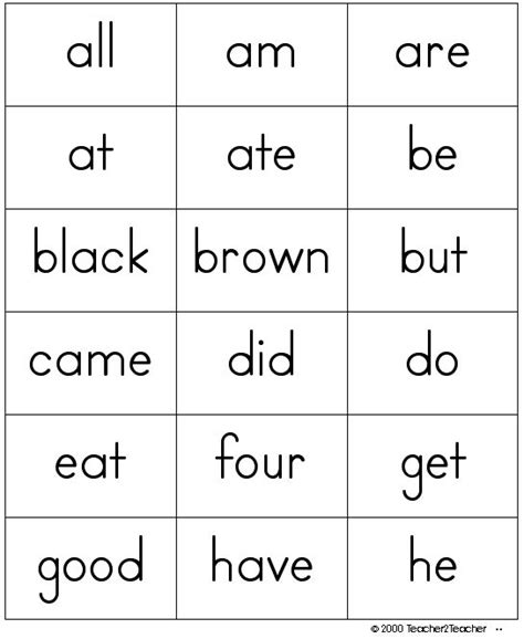 Dolch Nouns Sight Word Flash Cards Free Printable Sight Word Hot Sex