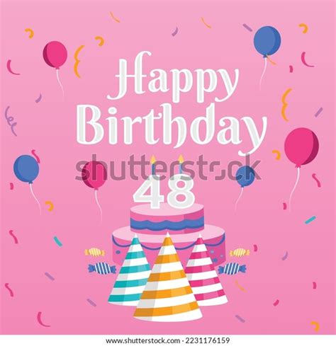 48th Happy Birthday Wish Cake Greeting Stock Vector (Royalty Free ...