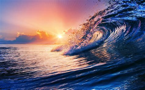 ocean wave #nature #sunset #sea #waves #clouds #water #colorful #1080P #wallpaper #hdwallpaper # ...