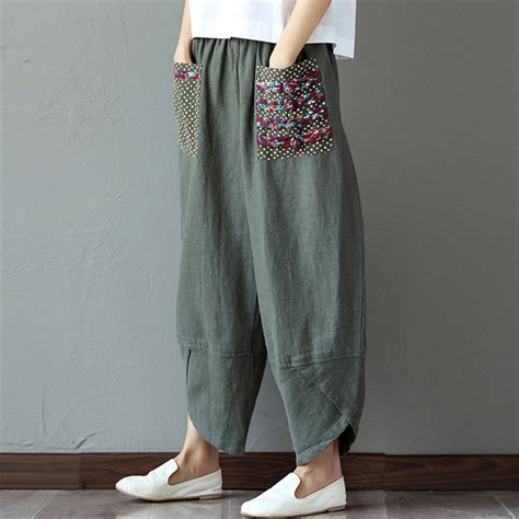 Pantalon Sarouel Femme Vintage Coton Large Style Hippie