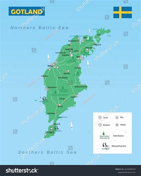 Vector Illustration Gotland Island Map Stock Vector Royalty Free