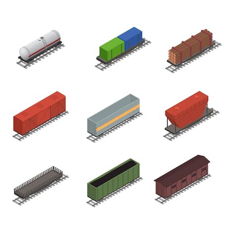 Premium Vector Different Types Train 3d Icons Set Isometric View