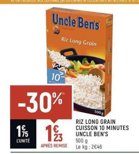 Offre Riz Long Grain Cuisson Minutes Uncle Ben S Chez Spar