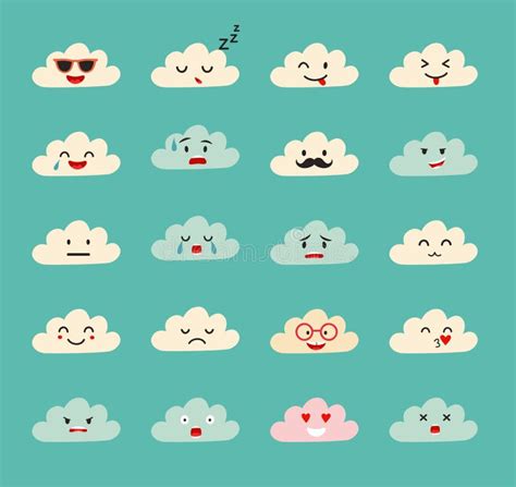 Emoji clouds vector stock vector. Illustration of collection - 87003141