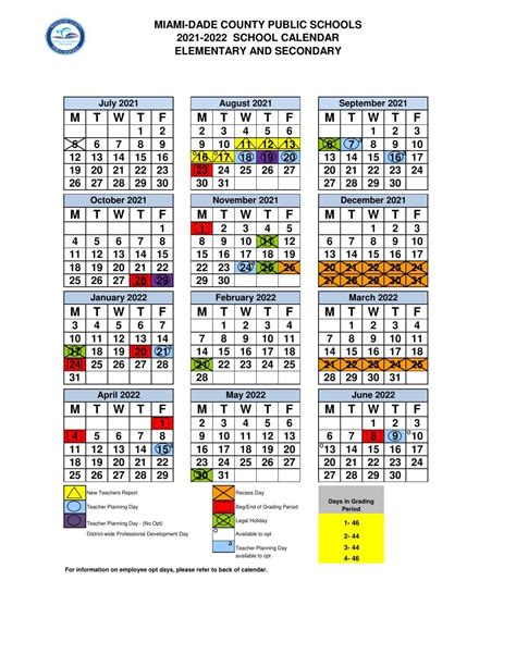 Miami-Dade County Public Schools 2021-22 Calendar | Education