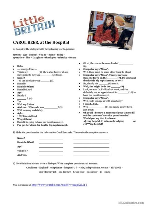 58 Hospital English Esl Worksheets Pdf And Doc