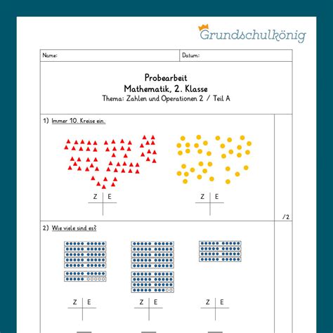 Mathe 2 Klasse Zwei Proben Zahlenoperationen 2 Grundschulkönig Gmbh