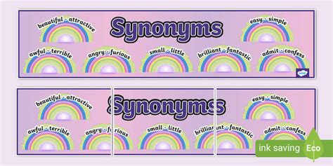 Synonyms Display Banner English Teacher Made Twinkl