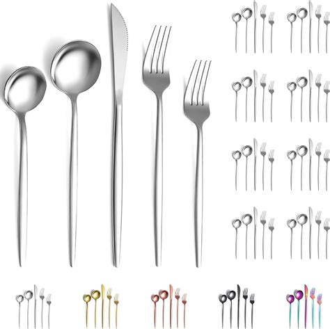 Evanda Cutlery Set 40 Piece Service For 8 Stainless Steel Silverware Set Include Knife Fork