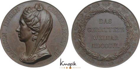 Sachsen Weimar Eisenach Bronzemedaille 1806 Carl August 1775 1828 Kl