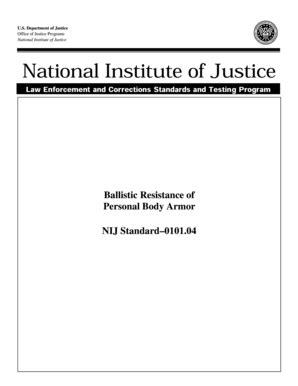 Fillable Online Ncjrs Ballistice Resistance Of Personal Body Armor