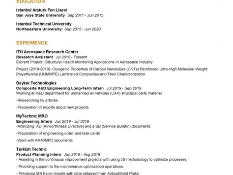 Aeronautical Engineer CV Sample in 2025 - ResumeKraft