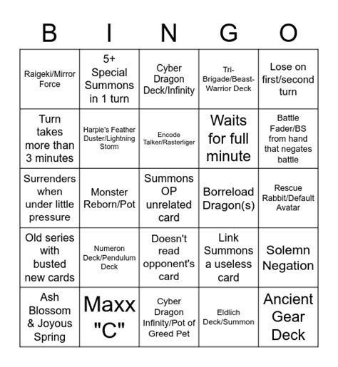 Yu Gi Oh Master Duel Ranked Bs Bingo Card