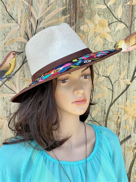 Western Embroidered Floral Panama Hat Etsy