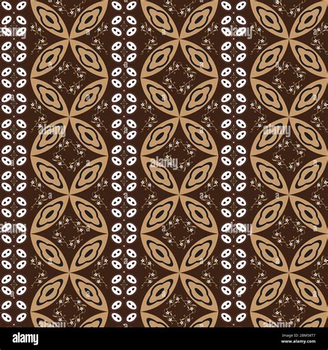 Elegant Circle Art Work Motifs On Kawung Batik Design With Simple Mocca Brown Color Design Stock