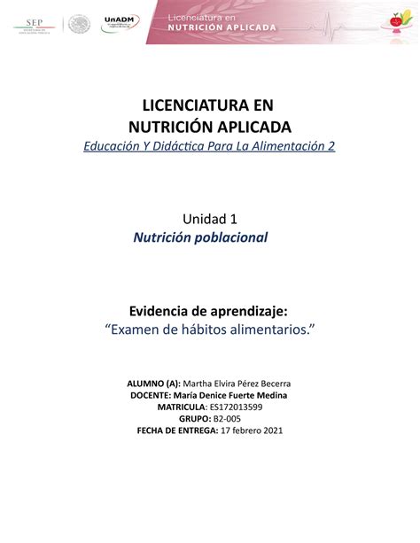 Neda U Ea Mapb Eda Licenciatura En Nutrici N Aplicada Educaci N