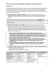 C A Process Innovation Strategy Worksheet Docx Process