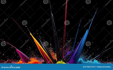 Modern Colorful Abstract Digital Art On Black Background Concept For