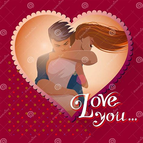 Love Postcards Couple Embraces Stock Vector Illustration Of Romance