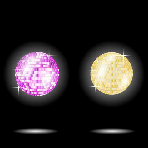 Disco Ball Isolated Set Illustration Night Club Party Light Element Bright Mirror Pink And