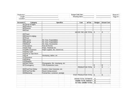 Film Budget Template Word Plan Best Templates Document With Sound