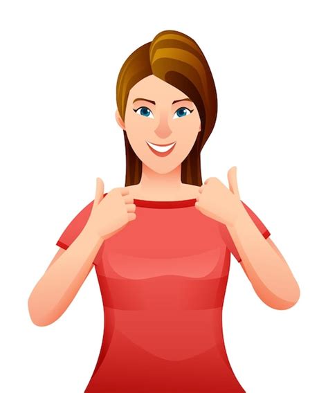 Premium Vector Happy Woman Showing Thumbs Up Gesture Cartoon Character