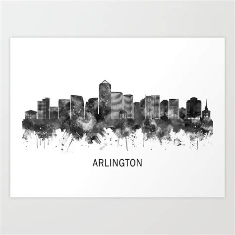 Arlington Virginia Skyline BW Art Print by NextWay Art | Society6