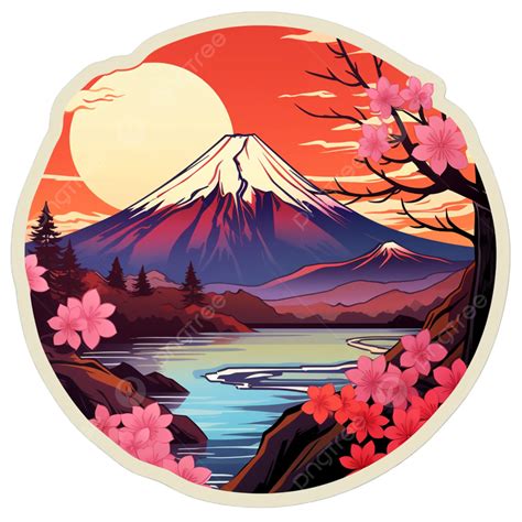 Beautiful Mount Fuji Japan Sticker, Sticker Clipart, Fuji, Sticker PNG Transparent Image and ...