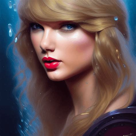 Wet And Shiny Fantasy Portrait Of Taylor Swift · Creative Fabrica