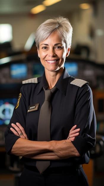 Premium Photo A Female Police Officer With Her Arms Crossed