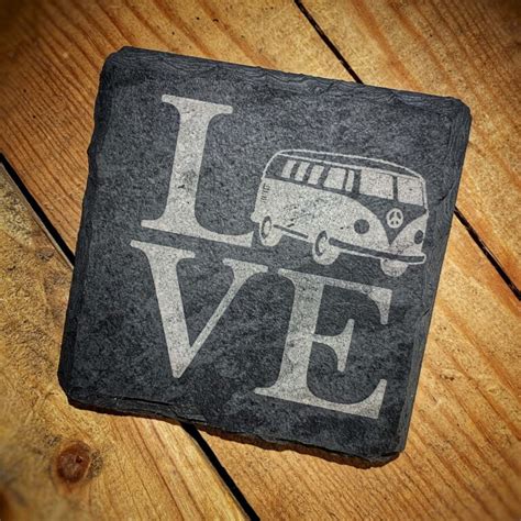 Campervan Lover Slate Coaster Gift 11cm Platters Slate