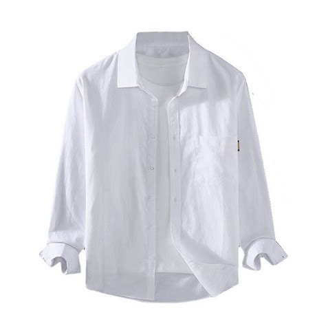 Pmuybhf Male Xxl White Mens Button Down Shirt 4 July Men S Lapel Collar Solid Cotton Soft And