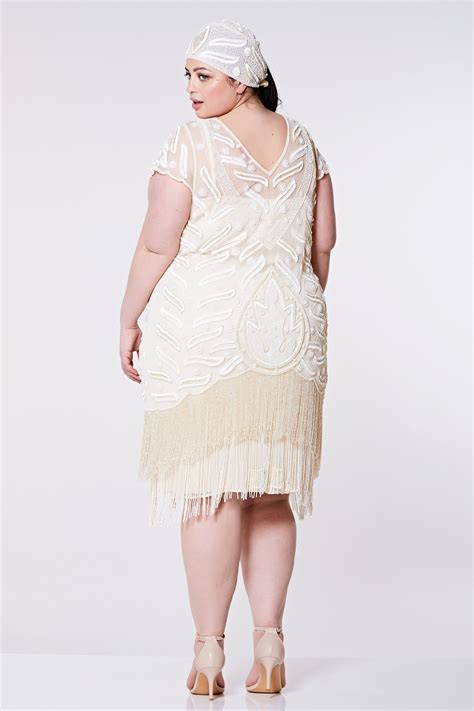 Plus Size Vegas Cream Dress S Great Gatsby Art Deco Downton Abbey