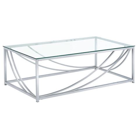 Lille Rectangular Coffee Table With Glass Top Chrome - Coaster : Target