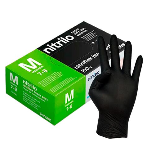 Guantes De Nitrilo Negro Nitriflex Black Soft SANTEX Caja 100 Unidades