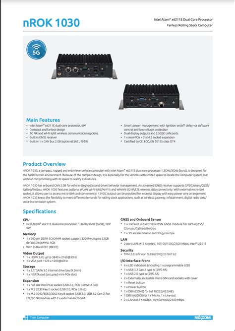 NEXCOM NROK 1030 Fanless Rolling Stock Computer