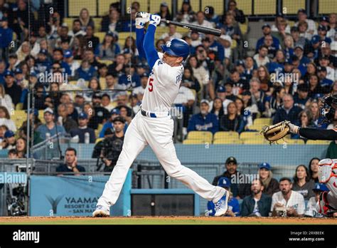 Los Angeles Dodgers First Baseman Freddie Freeman 5 Bats During A Mlb