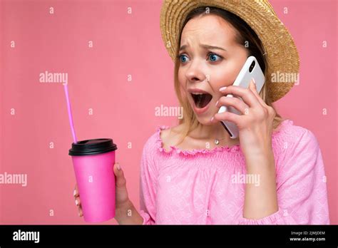 Portrait Of Attractive Shocked Amazed Emotional Young Blonde Woman