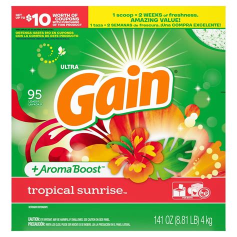 Gain Powder Laundry Detergent For Regular And He Washers Tropical