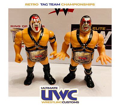 Wwf Wwe Retro Tag Team Wrestling Belts Set For Hasbro Mattel Jakks